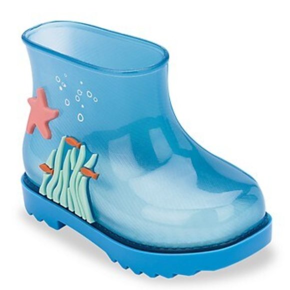 NEW Mini Melissa Baby Toddler Under The Sea Waterproof Starfish Seaweed Wellies - Picture 3 of 7